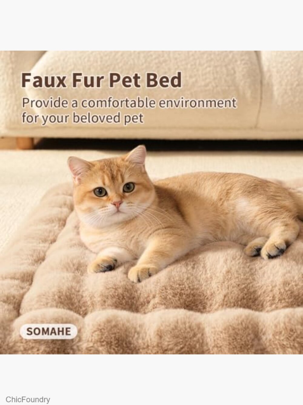 Plush Faux Fur Kneading Cat Bed Mat Non-Slip Machine Washable 23x15 - Picture 4 of 6